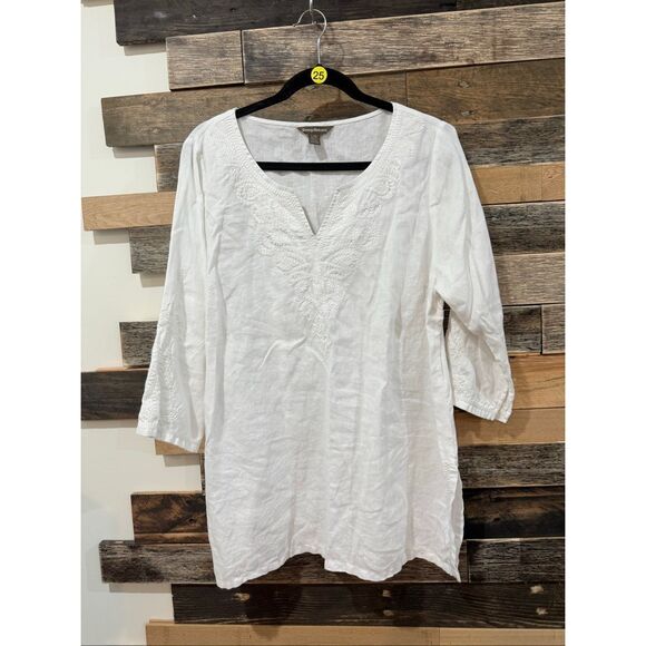Tommy Bahama embroidered top tunic linen size Large - Picture 1 of 8